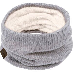 Women's gray Scarf Winter Double-Layer Neck Warmer Knit Fleece Lined Circle